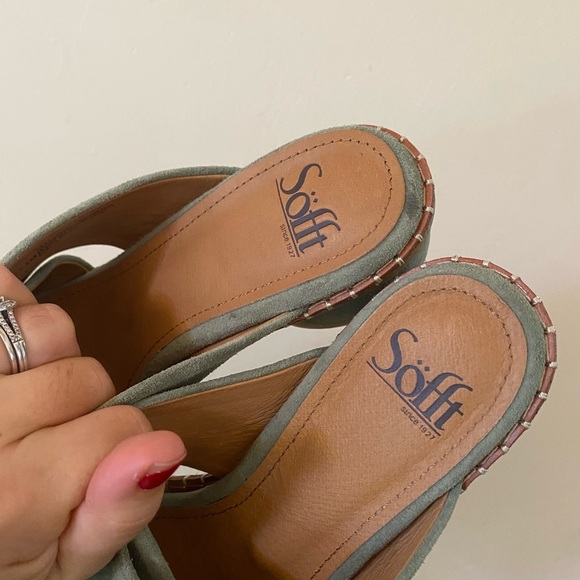 Söfft Women's Crystal Slide Sandal Green Suede Leather Women's Sandals Size 7.5 - Picture 10 of 13